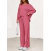 imagePRETTYGARDEN 2 Piece Lounge Sets for Women Fall Outfits 2025 Casual Loose Long Sleeve Tops Wide Leg Pants Matching Pajama SetPink