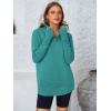 imagePRETTYGARDEN Womens Long Sleeve Quarter Zip Pullover Sweater Casual Loose V Neck Collared Ribbed Knit Jumper Tops Thumb HoleLake Blue