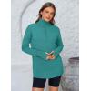 imagePRETTYGARDEN Womens Long Sleeve Quarter Zip Pullover Sweater Casual Loose V Neck Collared Ribbed Knit Jumper Tops Thumb HoleLake Blue