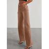 imagePRETTYGARDEN Wide Leg Jeans for Women Trendy 2025 High Waisted Stretchy Baggy Raw Hem Denim Palazzo Pants with PocketsBrown