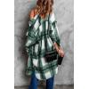 imagePRETTYGARDEN Jackets for Women 2025 Fall Plaid Shacket Long Sleeve Button Down Flannel Shirts Winter Coats Fashion ClothingGreen