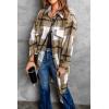 imagePRETTYGARDEN Jackets for Women 2025 Fall Plaid Shacket Long Sleeve Button Down Flannel Shirts Winter Coats Fashion ClothingKhaki