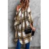 imagePRETTYGARDEN Jackets for Women 2025 Fall Plaid Shacket Long Sleeve Button Down Flannel Shirts Winter Coats Fashion ClothingKhaki
