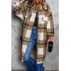 imagePRETTYGARDEN Jackets for Women 2025 Fall Plaid Shacket Long Sleeve Button Down Flannel Shirts Winter Coats Fashion ClothingKhaki