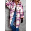 imagePRETTYGARDEN Jackets for Women 2025 Fall Plaid Shacket Long Sleeve Button Down Flannel Shirts Winter Coats Fashion ClothingPink