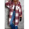 imagePRETTYGARDEN Jackets for Women 2025 Fall Plaid Shacket Long Sleeve Button Down Flannel Shirts Winter Coats Fashion ClothingRed
