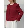 imagePRETTYGARDEN Women Blazers Business Casual Outfits 2025 Fall Fashion Long Sleeve Professional Office Work Suit Jacket ClothesWine Red