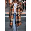 imagePRETTYGARDEN Women Plaid Shacket Jacket Trendy Fall Casual Button Wool Blend Tartan Trench Coat Winter Clothing with PocketsOrange