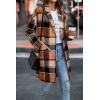imagePRETTYGARDEN Women Plaid Shacket Jacket Trendy Fall Casual Button Wool Blend Tartan Trench Coat Winter Clothing with PocketsOrange