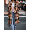 imagePRETTYGARDEN Women Plaid Shacket Jacket Trendy Fall Casual Button Wool Blend Tartan Trench Coat Winter Clothing with PocketsOrange