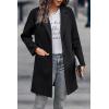 imagePRETTYGARDEN Women Plaid Shacket Jacket Trendy Fall Casual Button Wool Blend Tartan Trench Coat Winter Clothing with PocketsSolid Black