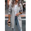 imagePRETTYGARDEN Women Plaid Shacket Jacket Trendy Fall Casual Button Wool Blend Tartan Trench Coat Winter Clothing with PocketsSolid Light Grey