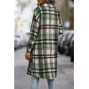 imagePRETTYGARDEN Womens Plaid Shacket Jacket Fall Fashion 2025 Long Sleeve Button Up Flannel Shirt Winter Clothing Woolen CoatsGreen