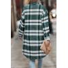 imagePRETTYGARDEN Womens Plaid Shacket Jacket Fall Fashion 2025 Long Sleeve Button Up Flannel Shirt Winter Clothing Woolen CoatsPlaid Dark Green