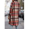 imagePRETTYGARDEN Womens Plaid Shacket Jacket Fall Fashion 2025 Long Sleeve Button Up Flannel Shirt Winter Clothing Woolen CoatsRed
