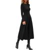 imagePRETTYGARDEN Cocktail Dresses for Women 2025 Elegant Classy Fall Long Sleeve Midi Swing A Line Flowy Modest Party DressBlack