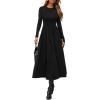 imagePRETTYGARDEN Cocktail Dresses for Women 2025 Elegant Classy Fall Long Sleeve Midi Swing A Line Flowy Modest Party DressBlack
