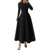 imagePRETTYGARDEN Cocktail Dresses for Women 2025 Elegant Classy Fall Long Sleeve Midi Swing A Line Flowy Modest Party DressBlack