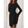 imagePRETTYGARDEN Women Fall 2025 Mini Bodycon Dresses Long Sleeve Tie Waist Ruched Fitted Party Club Night Out Trendy Short DressBlack