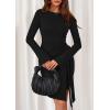 imagePRETTYGARDEN Women Fall 2025 Mini Bodycon Dresses Long Sleeve Tie Waist Ruched Fitted Party Club Night Out Trendy Short DressBlack