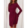 imagePRETTYGARDEN Women Fall 2025 Mini Bodycon Dresses Long Sleeve Tie Waist Ruched Fitted Party Club Night Out Trendy Short DressBurgundy