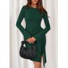 imagePRETTYGARDEN Women Fall 2025 Mini Bodycon Dresses Long Sleeve Tie Waist Ruched Fitted Party Club Night Out Trendy Short DressDark Green