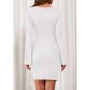 imagePRETTYGARDEN Women Fall 2025 Mini Bodycon Dresses Long Sleeve Tie Waist Ruched Fitted Party Club Night Out Trendy Short DressWhite
