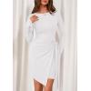 imagePRETTYGARDEN Women Fall 2025 Mini Bodycon Dresses Long Sleeve Tie Waist Ruched Fitted Party Club Night Out Trendy Short DressWhite