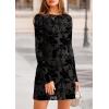 imagePRETTYGARDEN Womens 2025 Fall Fashion Floral Long Sleeve Mini Dress Mesh Bodycon Short Party Date Night Going Out DressesBlack