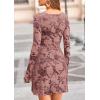 imagePRETTYGARDEN Womens 2025 Fall Fashion Floral Long Sleeve Mini Dress Mesh Bodycon Short Party Date Night Going Out DressesDusty Pink