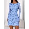 imagePRETTYGARDEN Womens 2025 Fall Fashion Floral Long Sleeve Mini Dress Mesh Bodycon Short Party Date Night Going Out DressesFloral Light Blue