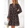 imagePRETTYGARDEN Womens Fall Boho Dresses 2025 Floral Long Sleeve V Neck Mini Flowy Wedding Guest Dress Trendy Vacation OutfitsFloral Coffee