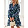 imagePRETTYGARDEN Womens Fall Boho Dresses 2025 Floral Long Sleeve V Neck Mini Flowy Wedding Guest Dress Trendy Vacation OutfitsNavy Blue