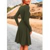 imagePRETTYGARDEN Womens Fall Short Dress Ribbed Knit Crewneck Long Sleeve A Line Flowy Casual Elegant Going Out Winter DressesArmy Green