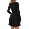 imagePRETTYGARDEN Womens Long Sleeve Cocktail Mini Dress 2025 Fall Crew Neck A Line Homecoming Party Short Dresses Elegant ClassyBlack