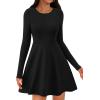imagePRETTYGARDEN Womens Long Sleeve Cocktail Mini Dress 2025 Fall Crew Neck A Line Homecoming Party Short Dresses Elegant ClassyBlack