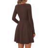 imagePRETTYGARDEN Womens Long Sleeve Cocktail Mini Dress 2025 Fall Crew Neck A Line Homecoming Party Short Dresses Elegant ClassyBrown