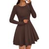imagePRETTYGARDEN Womens Long Sleeve Cocktail Mini Dress 2025 Fall Crew Neck A Line Homecoming Party Short Dresses Elegant ClassyBrown