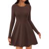 imagePRETTYGARDEN Womens Long Sleeve Cocktail Mini Dress 2025 Fall Crew Neck A Line Homecoming Party Short Dresses Elegant ClassyBrown