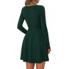 imagePRETTYGARDEN Womens Long Sleeve Cocktail Mini Dress 2025 Fall Crew Neck A Line Homecoming Party Short Dresses Elegant ClassyDark Green