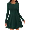 imagePRETTYGARDEN Womens Long Sleeve Cocktail Mini Dress 2025 Fall Crew Neck A Line Homecoming Party Short Dresses Elegant ClassyDark Green