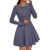 imagePRETTYGARDEN Womens Long Sleeve Cocktail Mini Dress 2025 Fall Crew Neck A Line Homecoming Party Short Dresses Elegant ClassyGrey Blue
