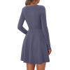 imagePRETTYGARDEN Womens Long Sleeve Cocktail Mini Dress 2025 Fall Crew Neck A Line Homecoming Party Short Dresses Elegant ClassyGrey Blue