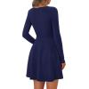 imagePRETTYGARDEN Womens Long Sleeve Cocktail Mini Dress 2025 Fall Crew Neck A Line Homecoming Party Short Dresses Elegant ClassyNavy Blue