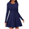 imagePRETTYGARDEN Womens Long Sleeve Cocktail Mini Dress 2025 Fall Crew Neck A Line Homecoming Party Short Dresses Elegant ClassyNavy Blue