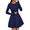 imagePRETTYGARDEN Womens Long Sleeve Cocktail Mini Dress 2025 Fall Crew Neck A Line Homecoming Party Short Dresses Elegant ClassyNavy Blue