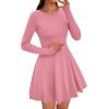 imagePRETTYGARDEN Womens Long Sleeve Cocktail Mini Dress 2025 Fall Crew Neck A Line Homecoming Party Short Dresses Elegant ClassyPink