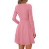 imagePRETTYGARDEN Womens Long Sleeve Cocktail Mini Dress 2025 Fall Crew Neck A Line Homecoming Party Short Dresses Elegant ClassyPink