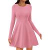 imagePRETTYGARDEN Womens Long Sleeve Cocktail Mini Dress 2025 Fall Crew Neck A Line Homecoming Party Short Dresses Elegant ClassyPink