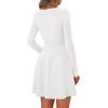 imagePRETTYGARDEN Womens Long Sleeve Cocktail Mini Dress 2025 Fall Crew Neck A Line Homecoming Party Short Dresses Elegant ClassyWhite